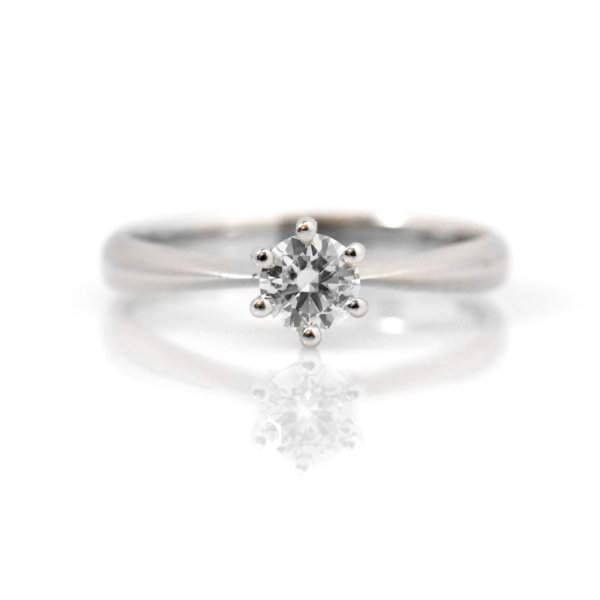 Solitaire diamond ring 0 35ct 18K white gold size 7 EVENOR Jewelry